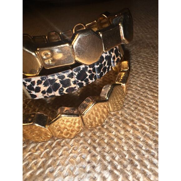 Gold Black Geometric Hexagonal & Square Flat Bead Stretch Bracelets--Set of 3 - Picture 7 of 12